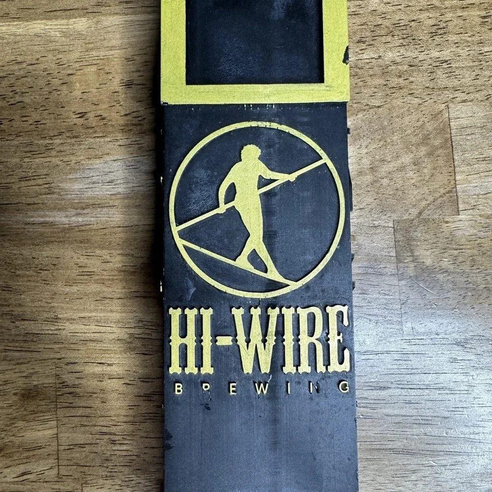 Hi-Wire Brewing Tap Handle AVL Made Draft Beer Bar Black Yellow Tall